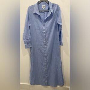 Hiho Top Dress Light Blue Size Large Long Sleeve Collar ButtonDown Cotton Casual